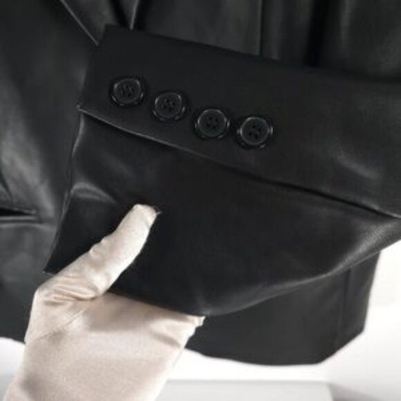 NWT REBECCA MINKOFF BLACK Faux Leather Blazer Jacket 2 Button & Pockets Sz M & L - Picture 10 of 16